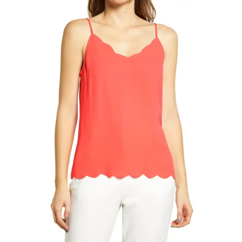 Halogen Scallop Detail Camisole Coral Glow V-Neck Top HA408386MI Mens M